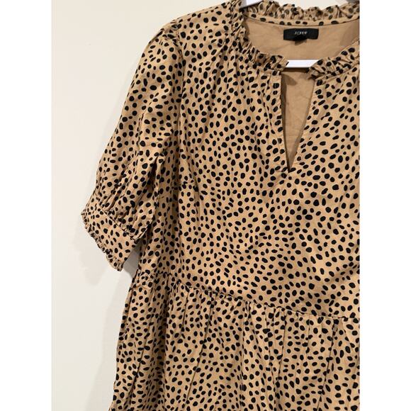 J Crew Ruffled Tiered Popover Dress Leopard Dot Size Small 2302 - Picture 3 of 10